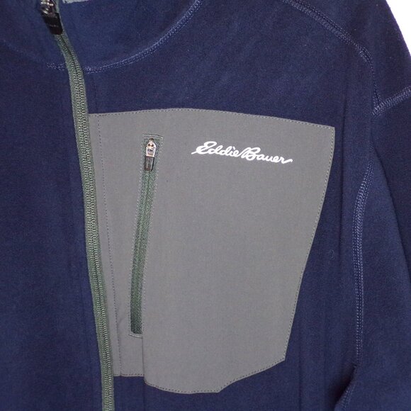 Eddie Bauer Blue Gray Fleece Jacket Mens Large Full Zip Coat Hiking Outdoors - Picture 7 of 12